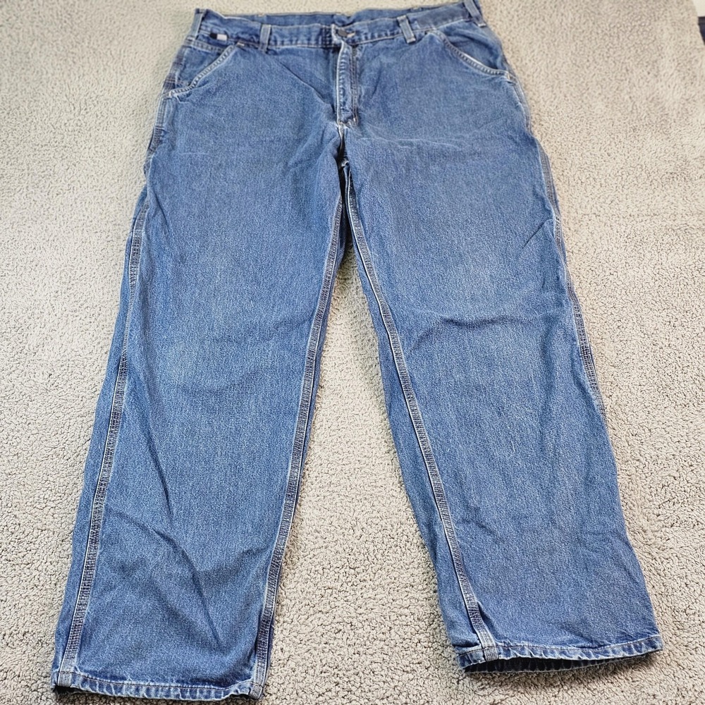 Carhartt FRB13-DNM Jeans Mens 38x34 Blue Relaxed Fit Flame Resistant Denim Work